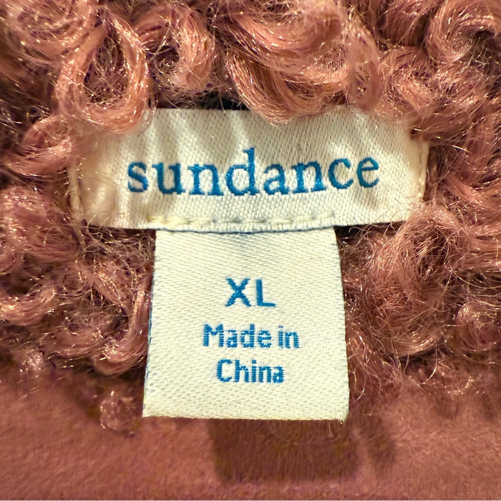 Sundance Catalog Unbound Boucle Beauty Coat Mauve Teddy Cozy Warm Faux Fur XL - Picture 4 of 13